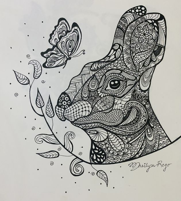 Rabbit and Butterfly (ink)